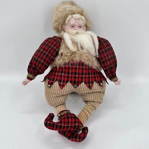 Silvestri Santa Elf Jester Norse Winter Man Plush Porcelain Face Doll w/ Bells